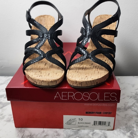 Aerosoles Black Snake Sandals - Picture 4 of 5